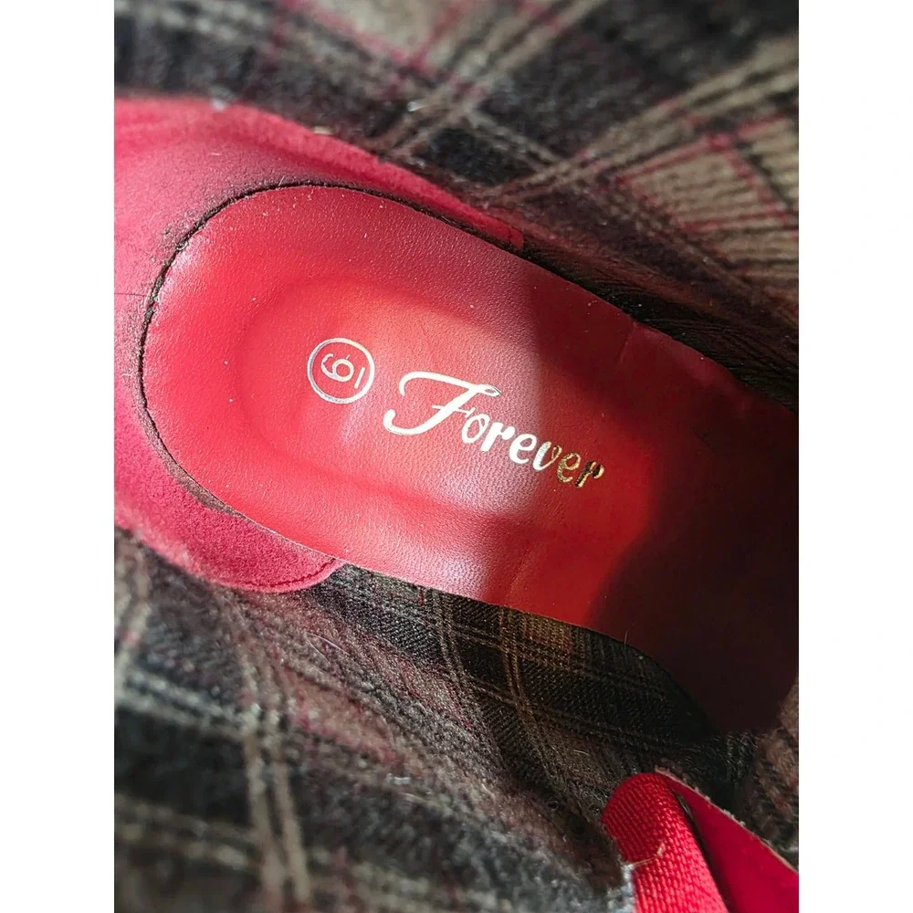 Forever Patricia-01 Womens Red Faux Suede Wedge Ankle Boots Lace Up‎ Size 6